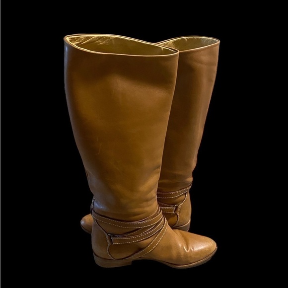 Joan & David Brown Camel Soft Leather Riding Boots Strappy Handmade Italy Sz 6? - Picture 16 of 16